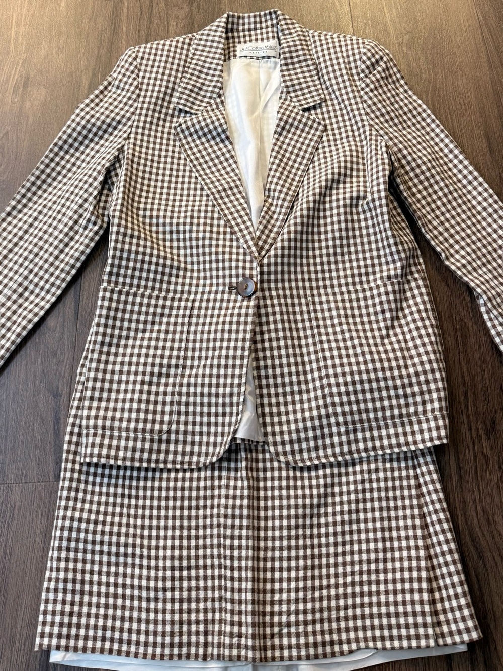 Jones New York Brown and White Checked Women's Skirt Suit Size 6